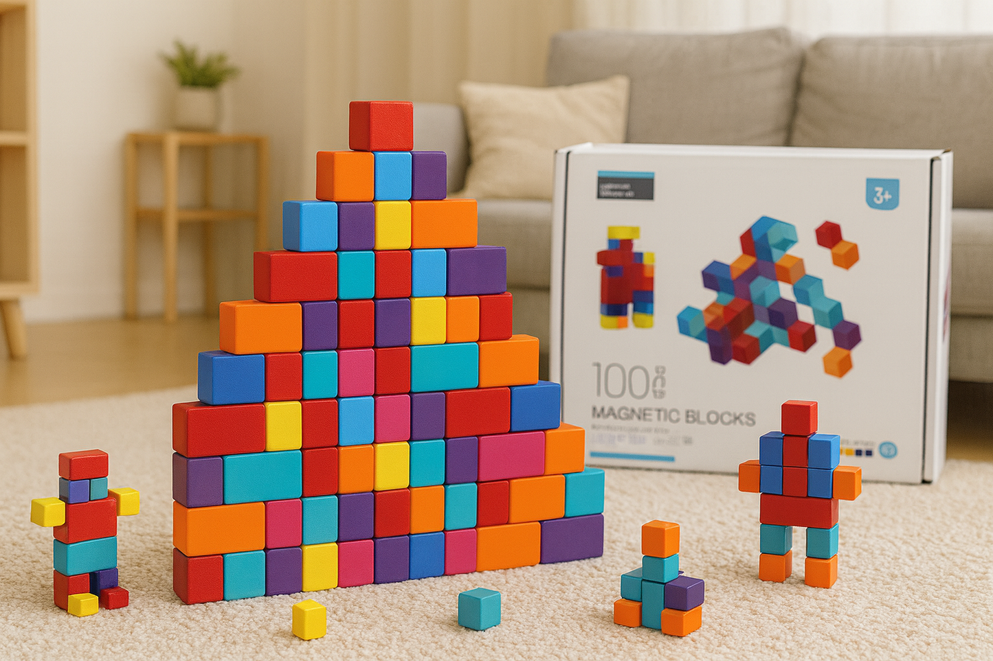 100 PCS Magnetic Blocks for Kids | STEM Educational Toy Set Ages 3+