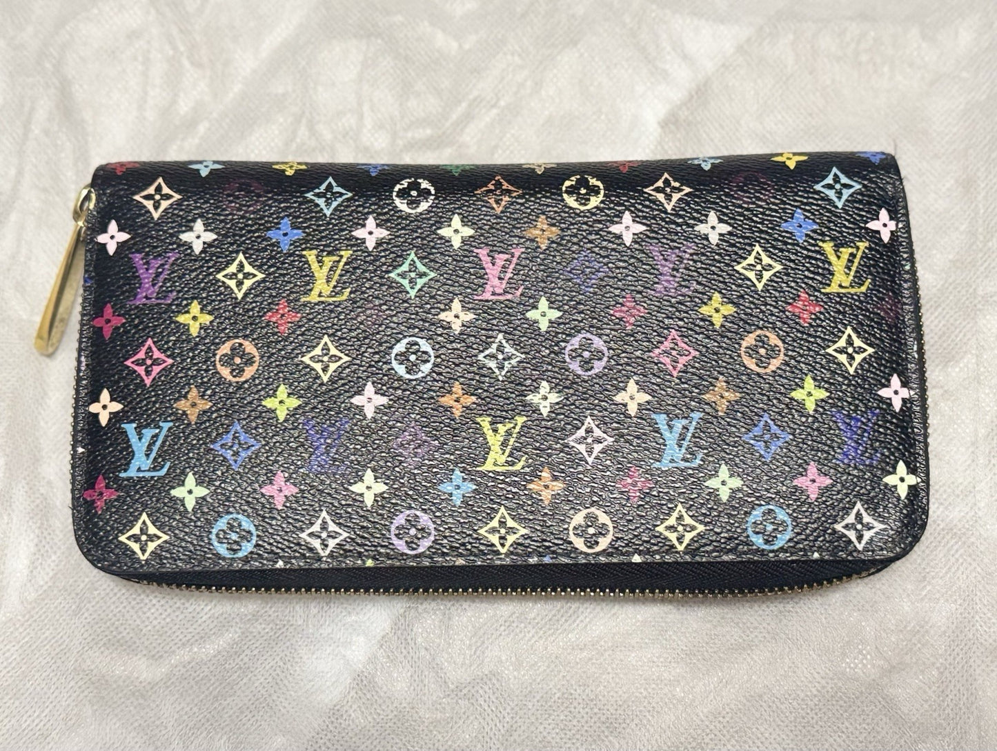 Louis Vuitton Monogram Multicolor ZippyZip Around Long Wallet Black With Box