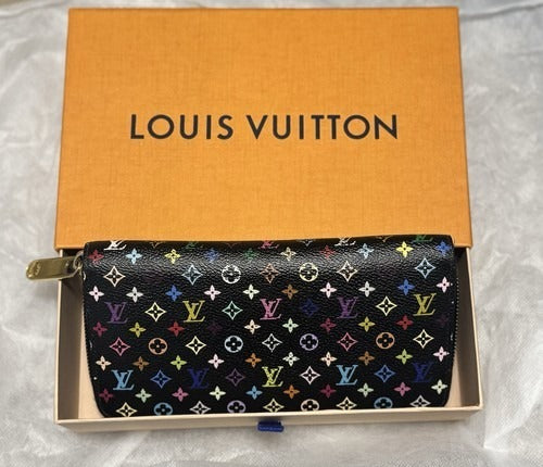 Louis Vuitton Monogram Multicolor ZippyZip Around Long Wallet Black With Box