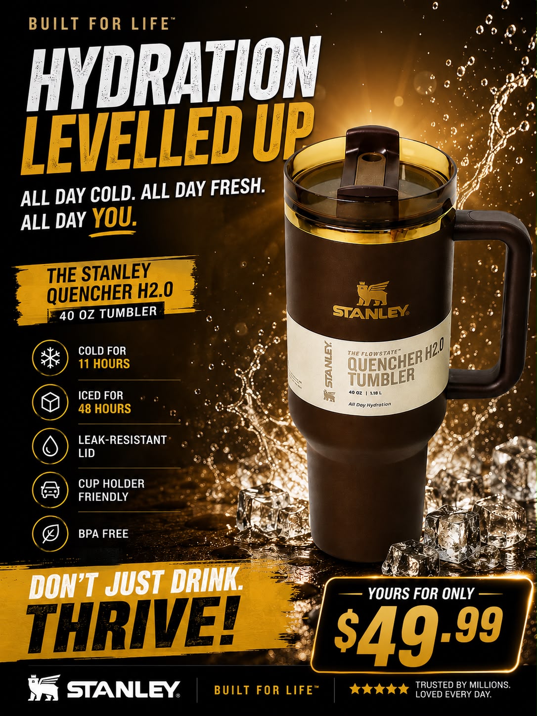 Stanley Quencher H2.0 FlowState Insulated Tumbler with Handle & Straw – Travel Cup