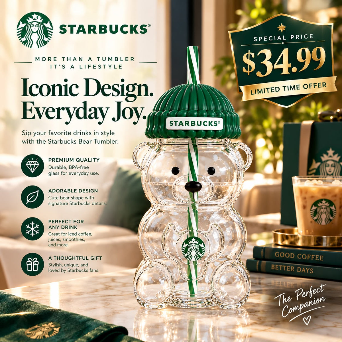 2025 Glass Starbucks Bearista Bear Cold Cup Holiday Limited Edition