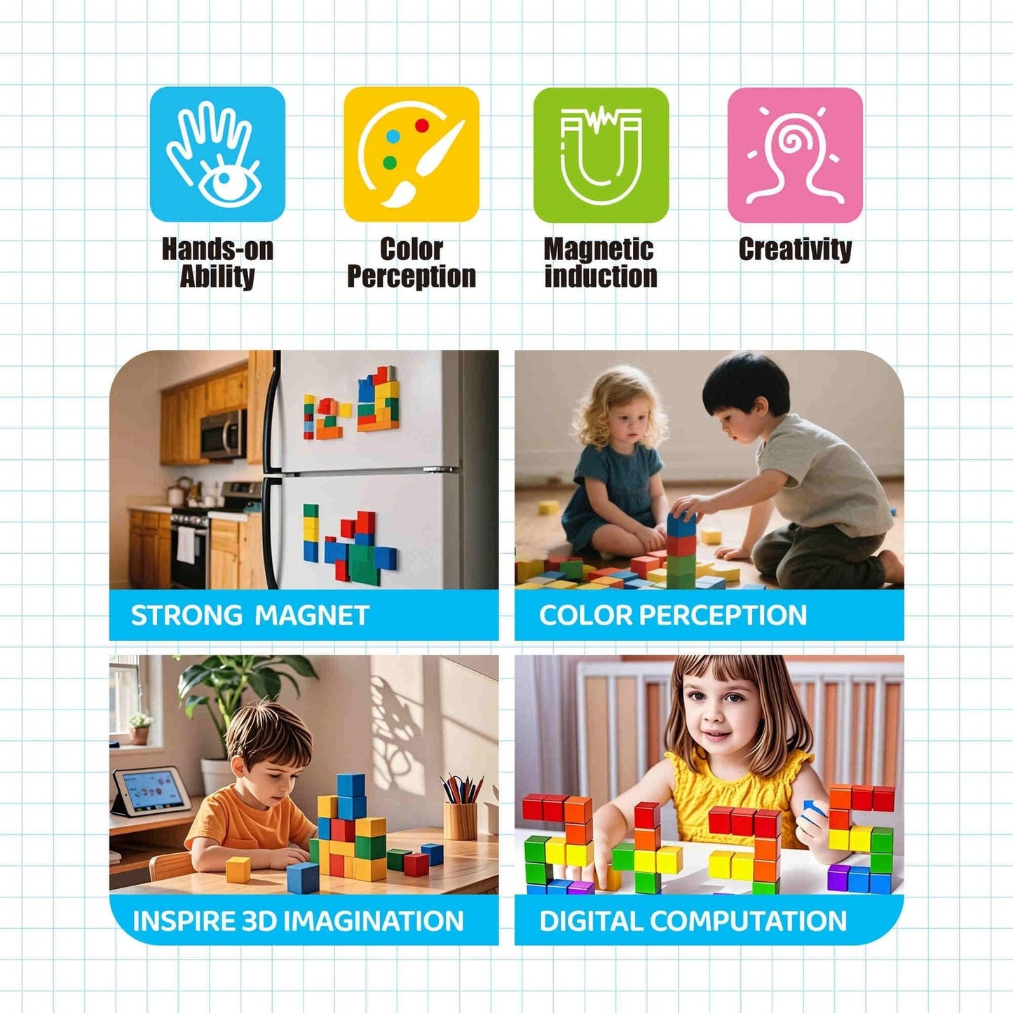 100 PCS Magnetic Blocks for Kids | STEM Educational Toy Set Ages 3+